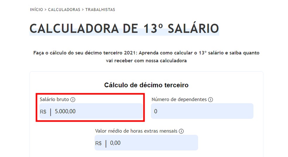 como calcular o decimo terceiro