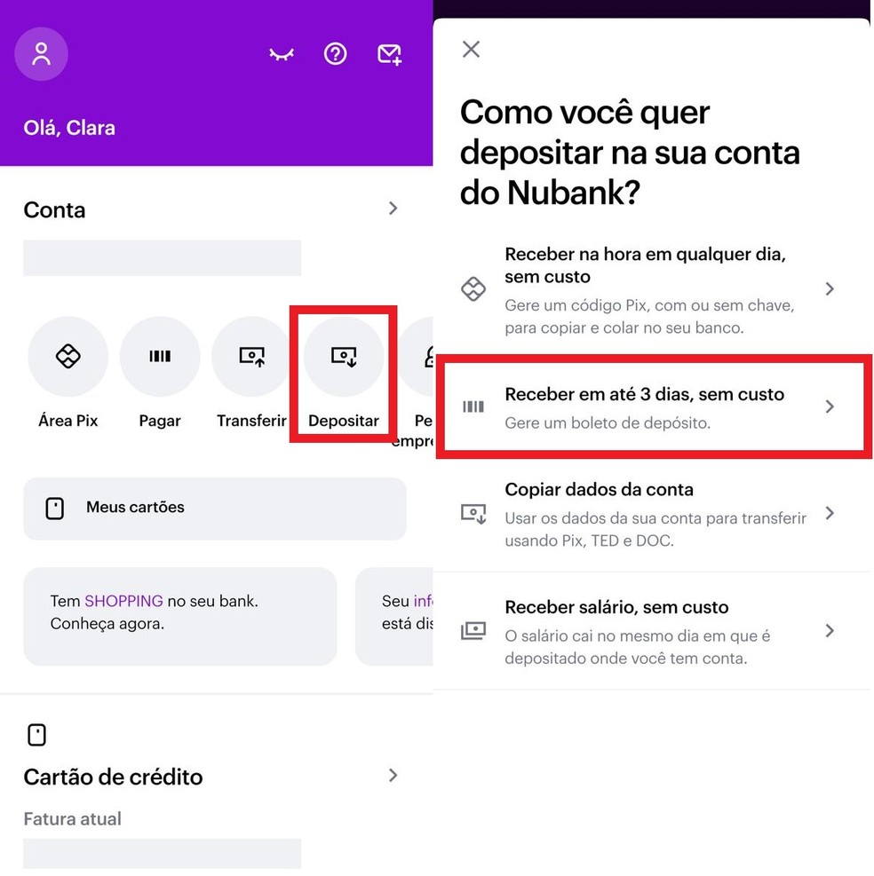 como depositar dinheiro no nubank