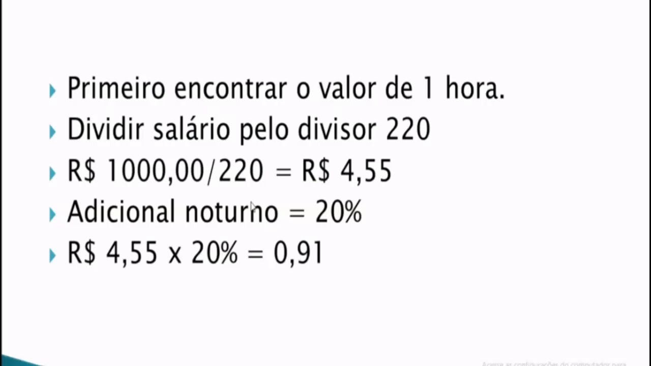 como calcular adicional noturno