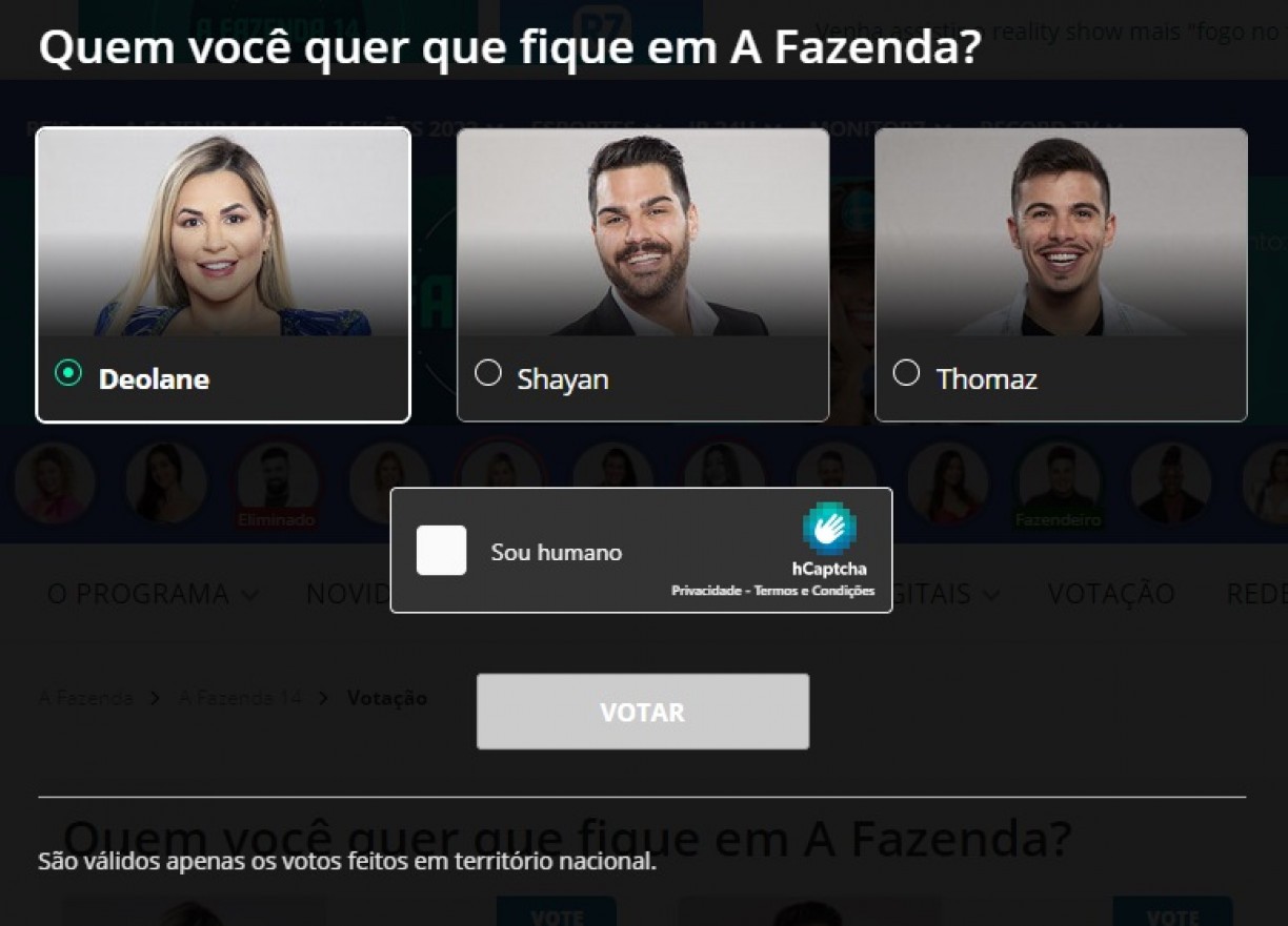 como votar na fazenda