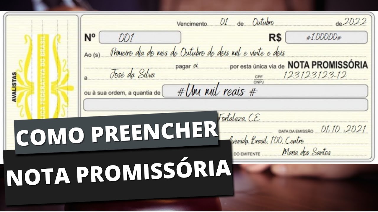 como preencher nota promissória