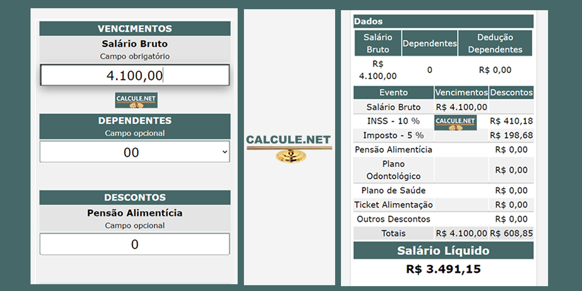 Cálculo Salário Líquido 2023